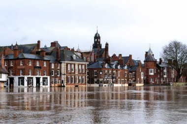 York, North Yorkshire / Uk - 18 Şubat: York North Yorkshire 'da 18 Şubat 2020' de sel baskını