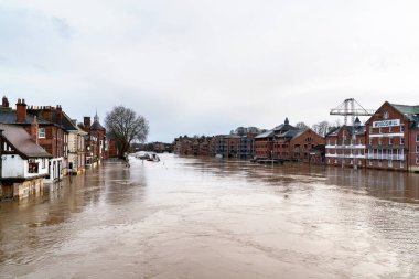 York, North Yorkshire / Uk - 18 Şubat: York North Yorkshire 'da 18 Şubat 2020' de sel baskını