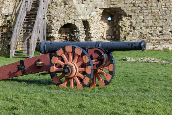 PEVENSEY, EAST SUSSEX/UK - March 1 : Elizabethan cannon in the derelict castle in Pevensey East Sussex on March 1, 2020