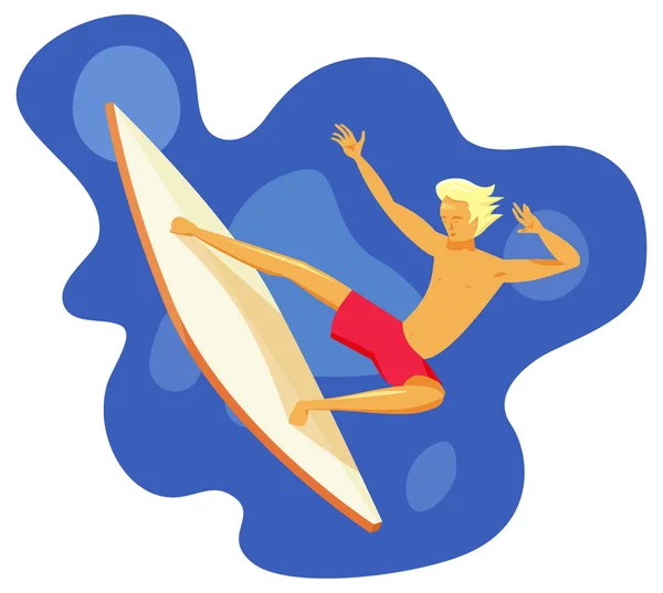 Ilustración Vectorial Surfista — Vector de stock