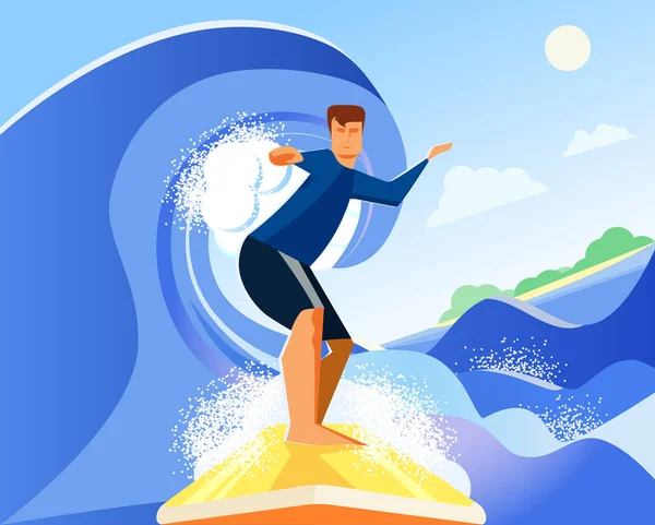 Ilustração Vetorial Surfista — Vetor de Stock