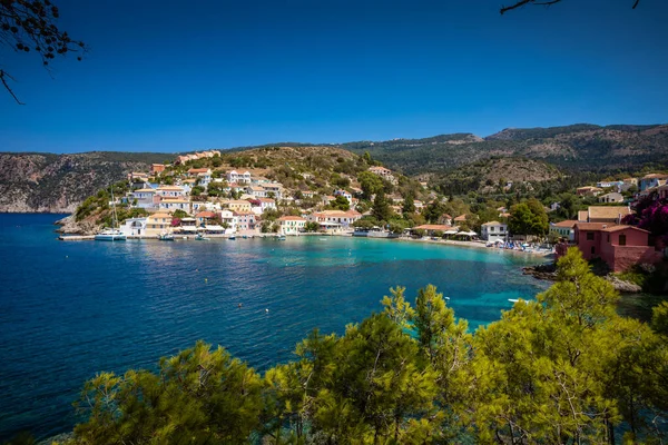 Malá Vesnička Ostrově Kefalonia Assos — Stock fotografie