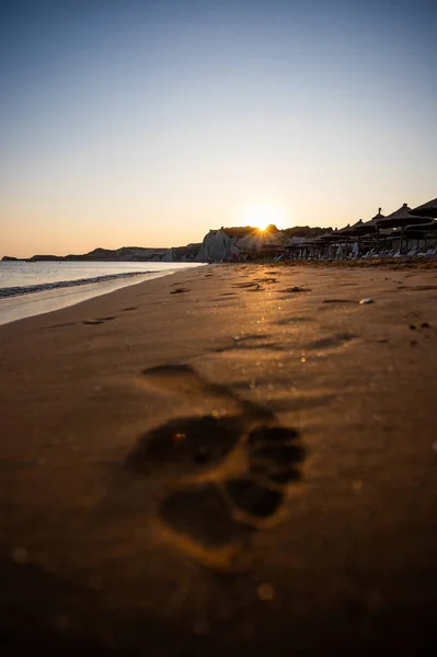 Закат Красивом Пляже Острове Кефалония — стоковое фото