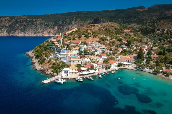 Malá Vesnička Ostrově Kefalonia Assos — Stock fotografie