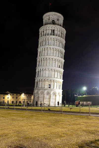 Scheve Toren Van Pisa Toscane Italië Nachts — Stockfoto