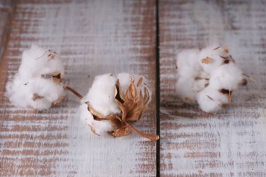  ahşap masa üzerinde beyaz pamuklu