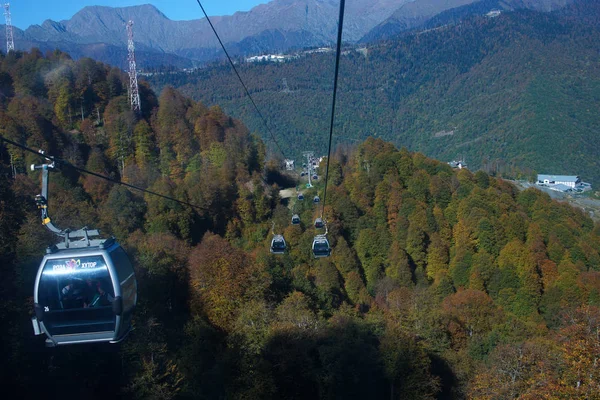 Kolejka Linowa Rosę Khutor Soczi Rosja Jesień 2019 — Zdjęcie stockowe