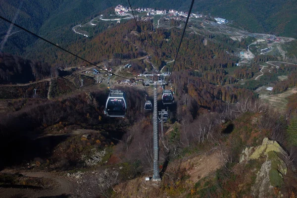 Kolejka Linowa Rosę Khutor Soczi Rosja Jesień 2019 — Zdjęcie stockowe