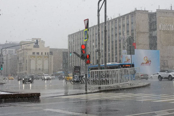 Caída Neve Pesada Moscou Fevereiro 2020 Rússia — Fotografia de Stock