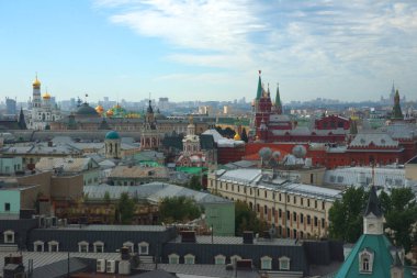 Moskova şehir merkezindeki çatı manzarası güneşli bir günde Moskova, Rusya 'da