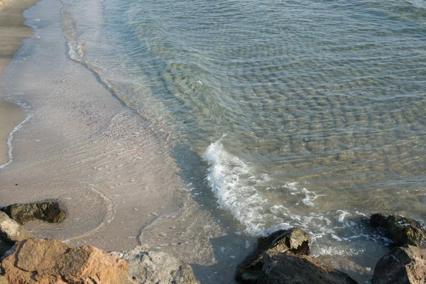 Sunny Day Sea Clear Water Waves Beach Background — Stock Photo, Image