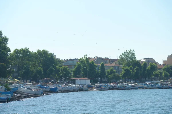 Uitzicht Zee Boot Haven Van Stad — Stockfoto