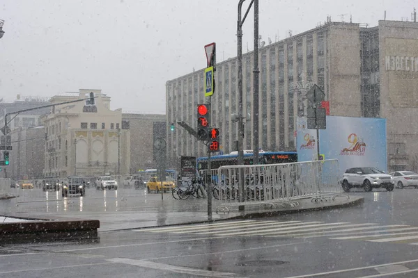 Silný Sníh Moskvě Únor 2020 Rusko — Stock fotografie