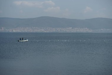 Bulgaristan 'ın Karadeniz kıyısındaki Nessebar kentinde kıyı şeridi.