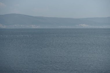 Bulgaristan 'ın Karadeniz kıyısındaki Nessebar kentinde kıyı şeridi.