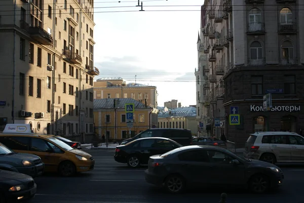 Estrada Depois Chuva Moscovo Vazio Rússia Moscou Maio 2020 Modo — Fotografia de Stock