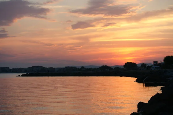 Belo Pôr Sol Sobre Mar Negro Bulgária — Fotografia de Stock