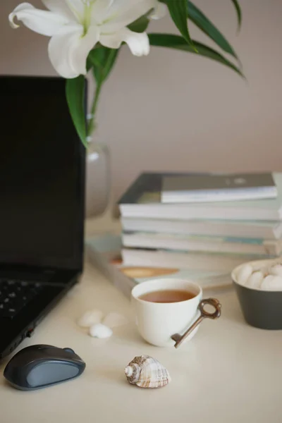 Cup of tea on your desktop computer