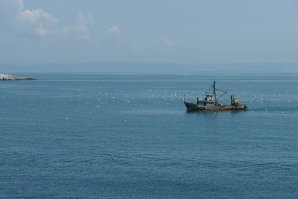 stock image view of the sea and the boat  