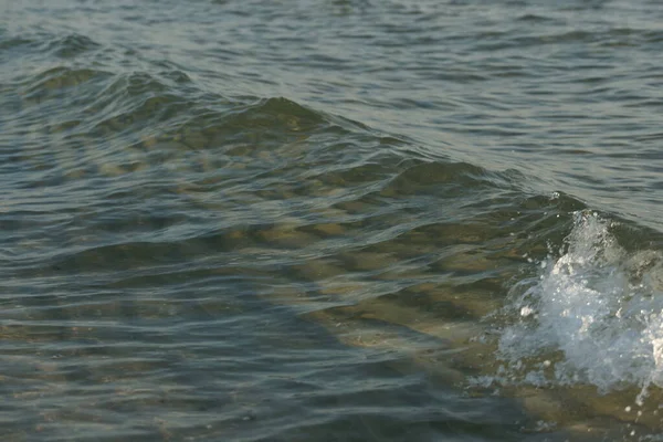 Klares Meerwasser Mit Lockigen Wellen Auf Dem Strand Hintergrund — Stockfoto