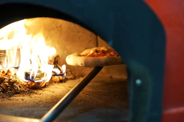 Pizza Napolitaine Feu Bois Dans Poêle — Photo