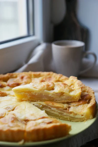 Hemlagad Äppel Och Gräddpaj — Stockfoto