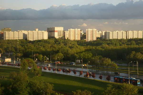 Snelweg Regen Leeg Moskou Rusland Moskou Mei 2020 Quarantainemodus — Stockfoto