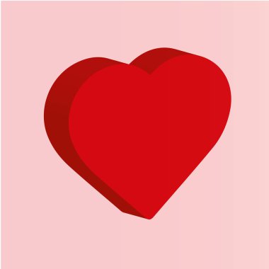 Kırmızı kalp beyaz arkaplanda izole edilmiş, Sevgililer Günü vektörü