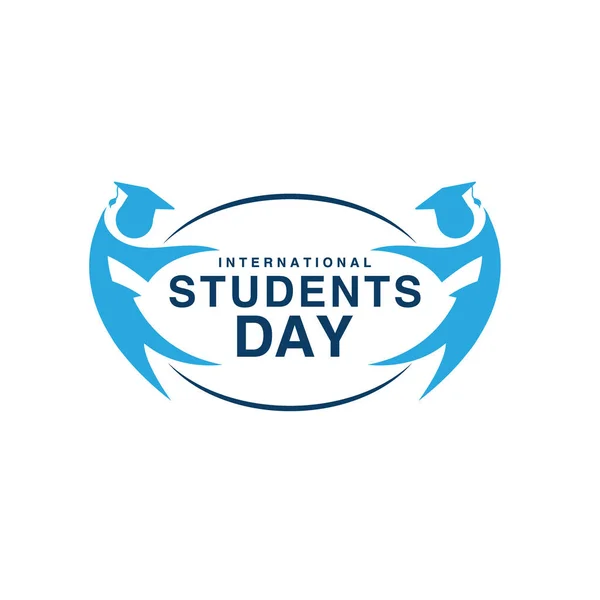 आंतरराष्ट्रीय विद्यार्थी दिवस फ्लॅट स्पष्टीकरण पांढरा ब वर वेगळे — स्टॉक व्हेक्टर