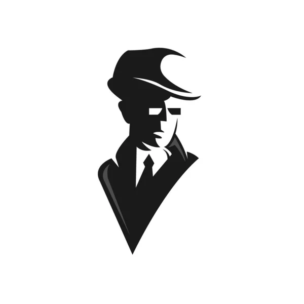 Plantilla de diseño de logotipo de detective espía. Bitácora criminal pirata informático — Archivo Imágenes Vectoriales