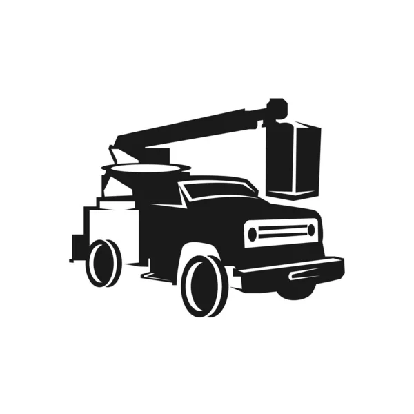 Bucket service truck svart vektor koncept ikon. Skopservice t — Stock vektor