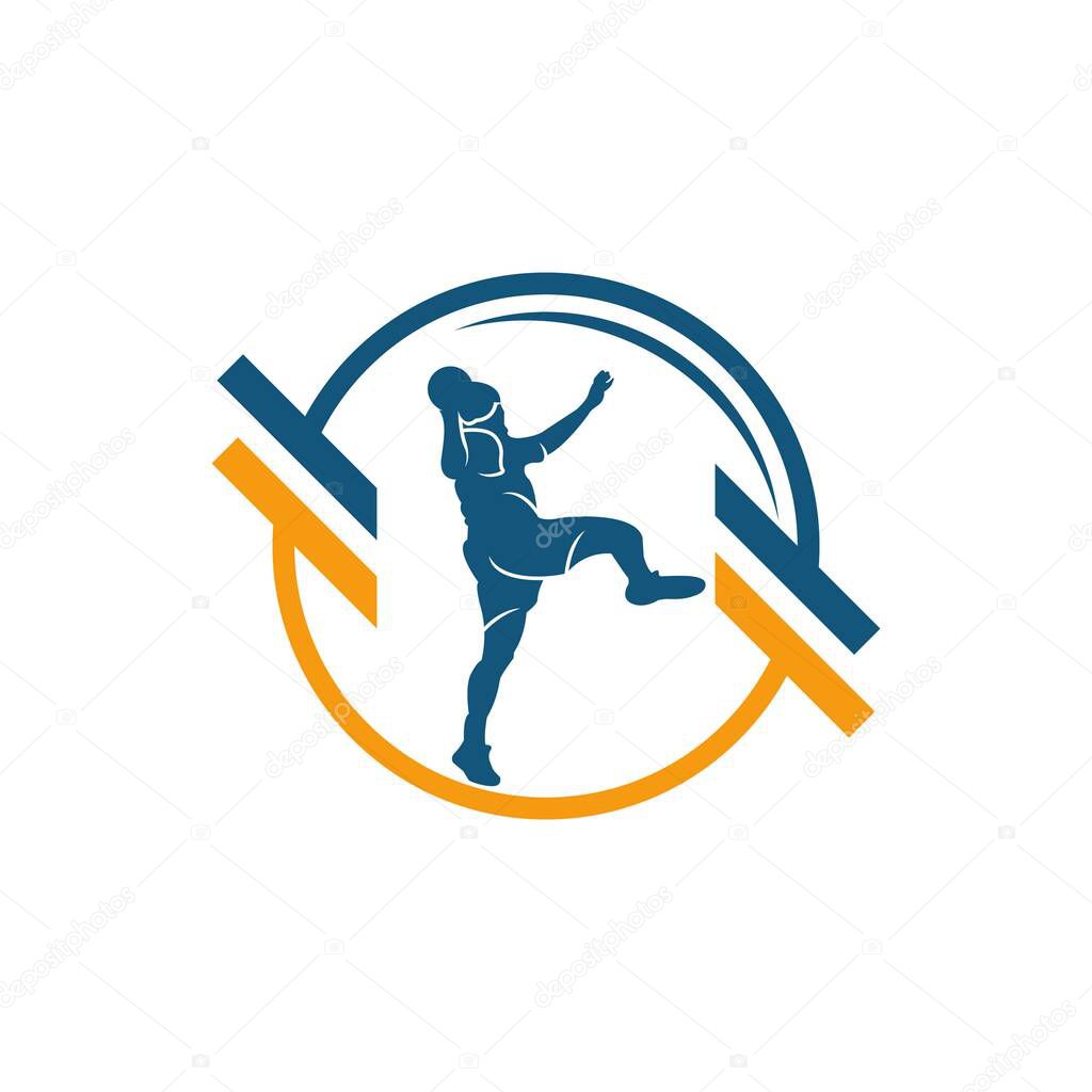 Handball vector sign. Abstract colorful silhouette of player for