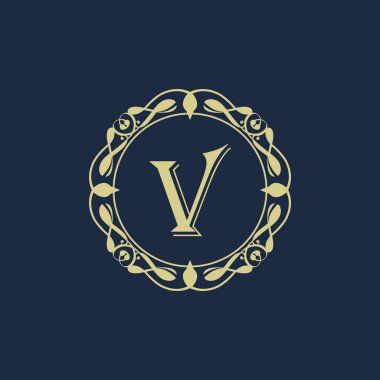 Logo, soyut, eski tarz logo simgesi. V harfi.