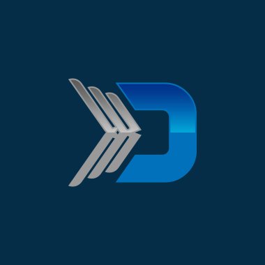 Logo, soyut, eski tarz logo simgesi. D harfi.