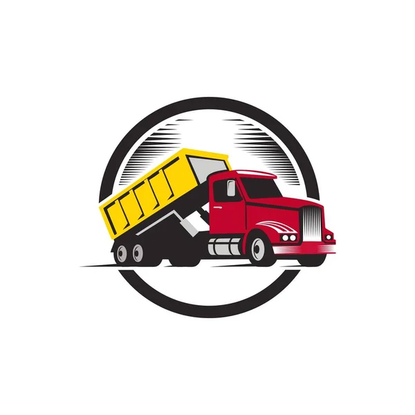 Emblemi e distintivi classici del logo del camion pesante. Camion con rimorchio — Vettoriale Stock