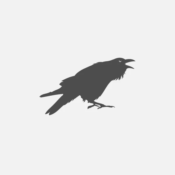Иконка ворона выделена на белом фоне. Логотип вороны — стоковый вектор