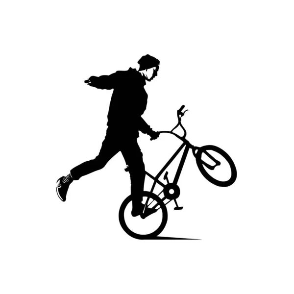 Abstract silhouette of a bmx rider on the white background from — Stock Vector