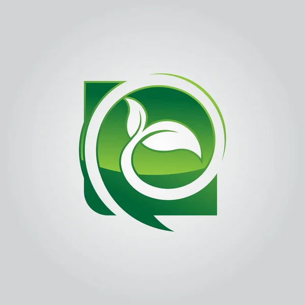 Cirkel groene blad ecologie natuur element vector icoon. bladlogo — Stockvector