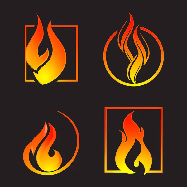 Red Burning Fire Flame design vector template. Burn Fireball con — Stock Vector