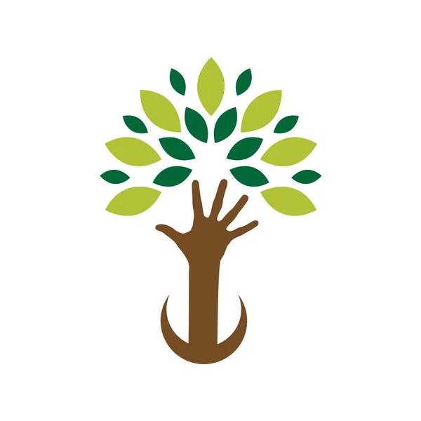 Organikus logó. Levelek a kezében logó. Természetes termékek logója. Kozmetriák — Stock Vector