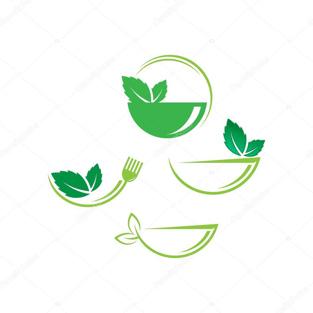 Organic logo. Leafs in hand logo. Natural products logo. Cosmeti