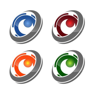 Teknoloji yörüngesi ağ halkaları logo tasarımı. Vektör çemberi halka logosu 