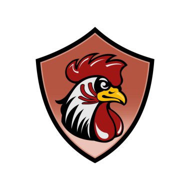 Horoz. Sik kafalı. Soyut horoz logosu simgesi. Sembol olarak kırmızı horoz