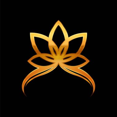 Doğrusal lotus ikonu. Yoga merkezi güzellik salonu lüks logosu.