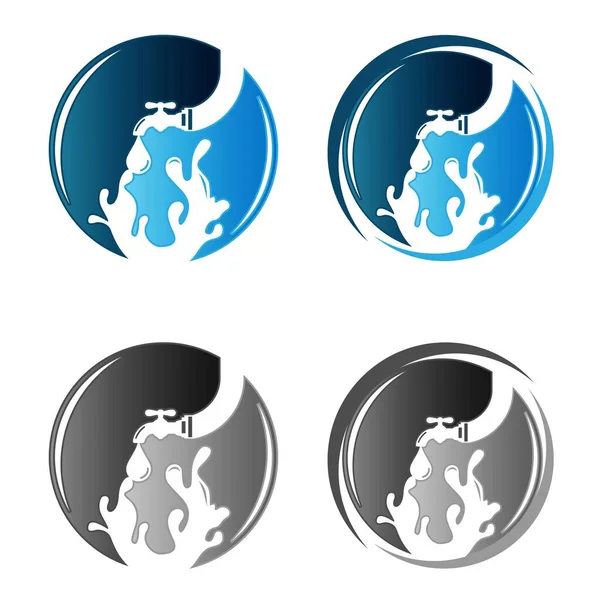 Концепция вектора логотипа эко-водопроводной компании. Отрицательный космический стиль l — стоковый вектор