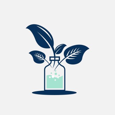 Organik logo. Yapraklar el logosunda. Doğal ürün logosu. Cosmeti