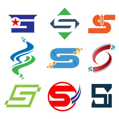 Logo, soyut, eski tarz logo simgesi. S harfi.