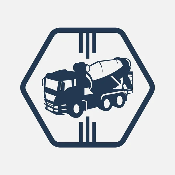 Koncepcja ikony betonowej ciężarówki. Beton ciężarówka wektor liniowy i — Wektor stockowy