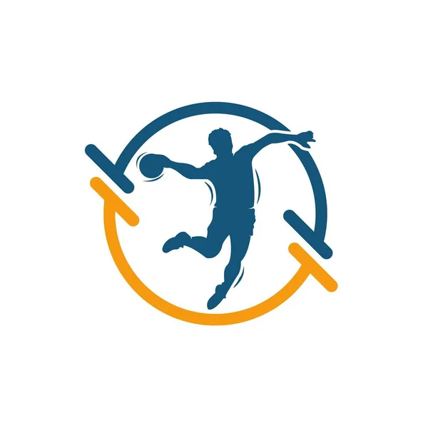 Signe vecteur de handball. Silhouette colorée abstraite du joueur pour — Image vectorielle