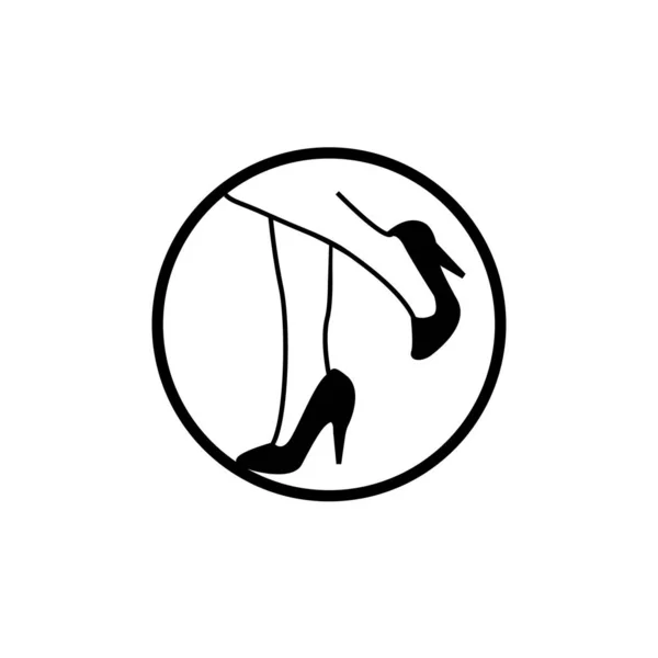 Siyah beyaz ayakkabılı kadın bacakları ve ayakları (parlak şiş) — Stok Vektör